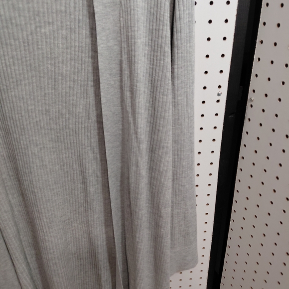 LOFT Light Gray Ribbed Open-Front Long Cardigan - Picture 3 of 4